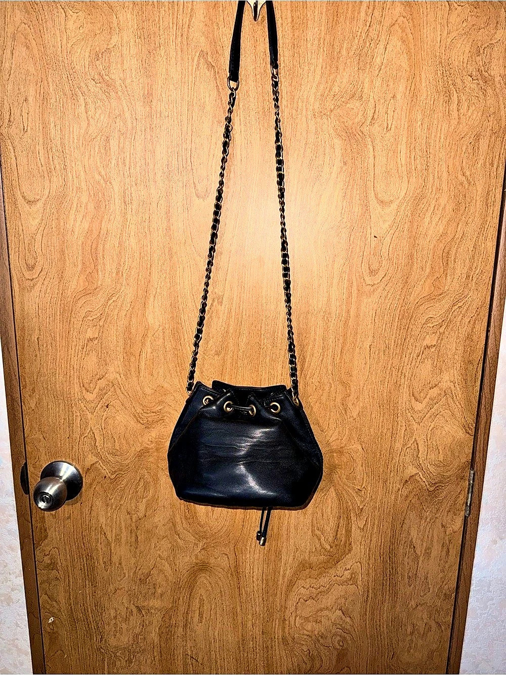 Lucky Charms Drawstring Bucket Bag Embellished Lambskin Mini Black &